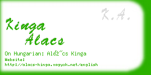 kinga alacs business card